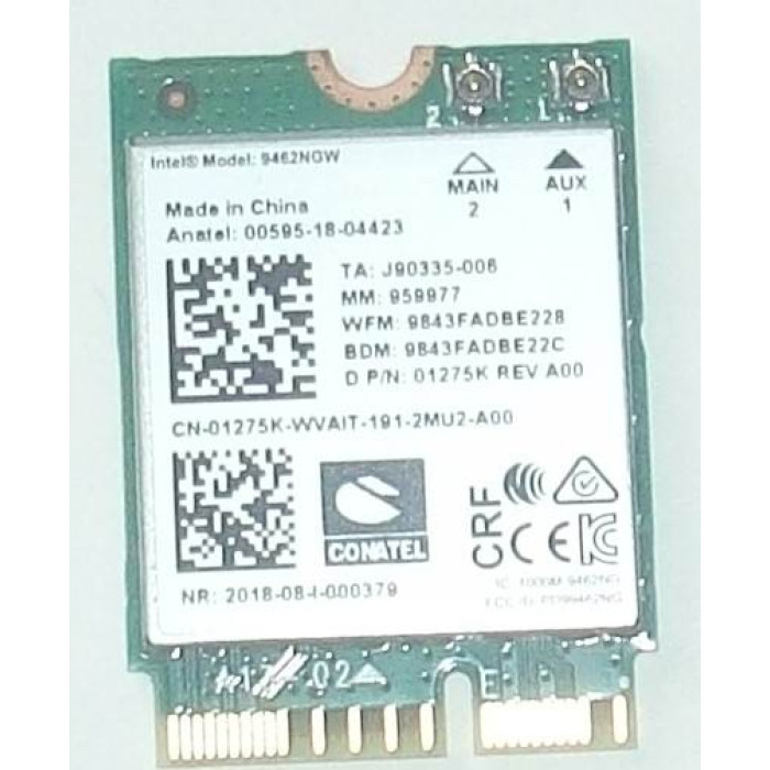 Wifi адаптер Intel 9462NGW Dual Band Wireless-AC 9462 CNVio M.2 802.11ac WLAN Bluetooth 5.1 от Dell Vostro 3510