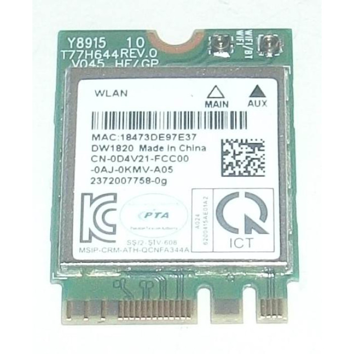 Wifi адаптер Dell DW1820 QCNFA344A 802.11AC NGFF Card за Dell Latutude 14 5410
