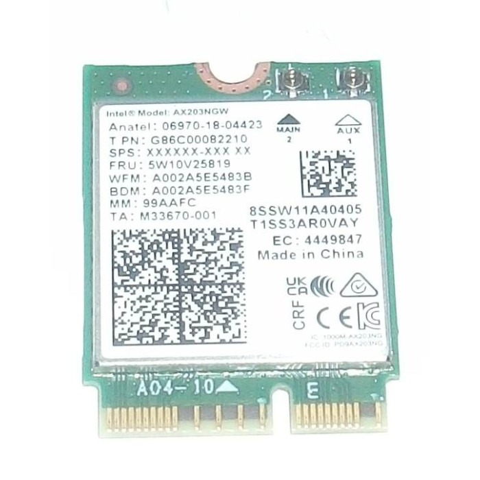 Wifi адаптер Intel ax201ngw WiFi 6, 2.4Gbps, 802.11ax, M.2 за Lenovo V15 G4