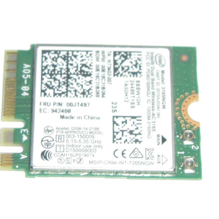 Wifi адаптер Intel Dual Band Wireless-AC 3165 Bluetooth 4.2 за Lenovo IdeaPad V110-15IKB V110-15IAP V130-15IKB 310-15ikb B51-80 ThinkPad E560