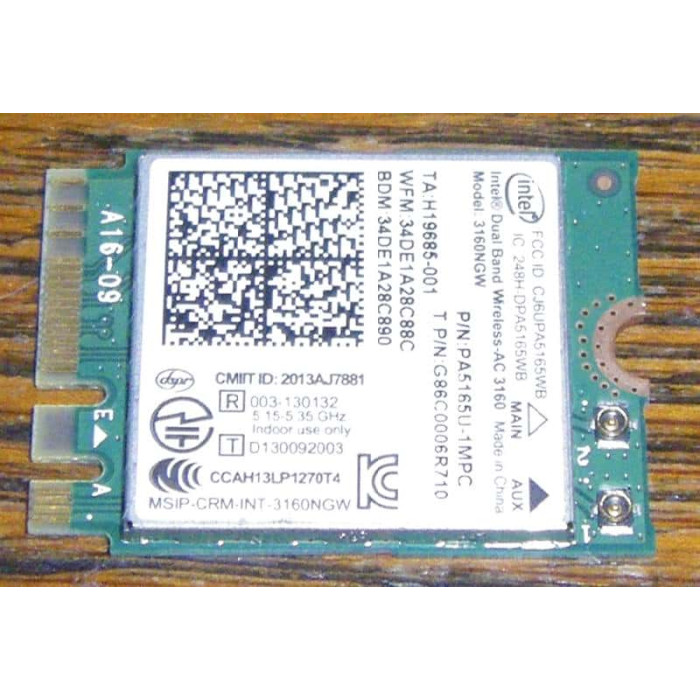 Wifi адаптер Intel Dual Band Wireless-AC 3160 Bluetooth 4.0 за Lenovo IdeaPad E50-70 E50-80 G50-30 G50-70 G50-45 G50-80 Z50-70 Z50-75 Thinkpad E550