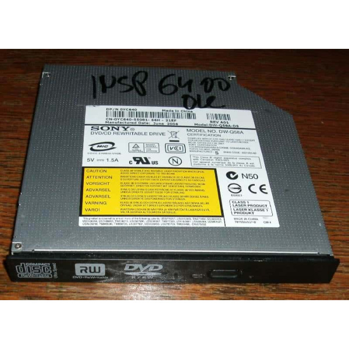 Записвачка Sony DW-Q58A-DS DVD±RW ATAPI от Dell Inspiron 6400