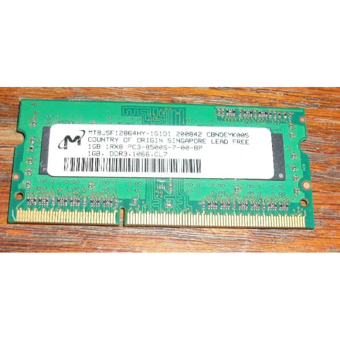 Micron 1GB PC3-8500s DDR3-1066 SODIMM